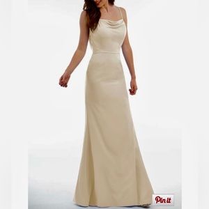Crepe bridesmaids dress in sandstone